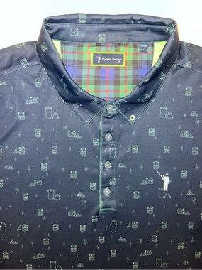 William Murray Off The Rocks Men’s 2XL Navy Blue Lime Green Performance Polo